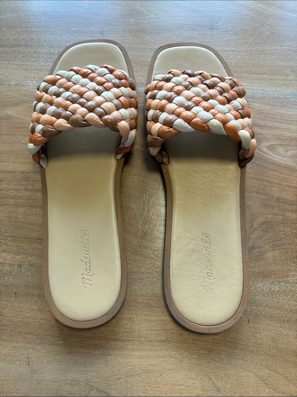 Madewell size 11 Braided Slide Sandals in Tan & Cream